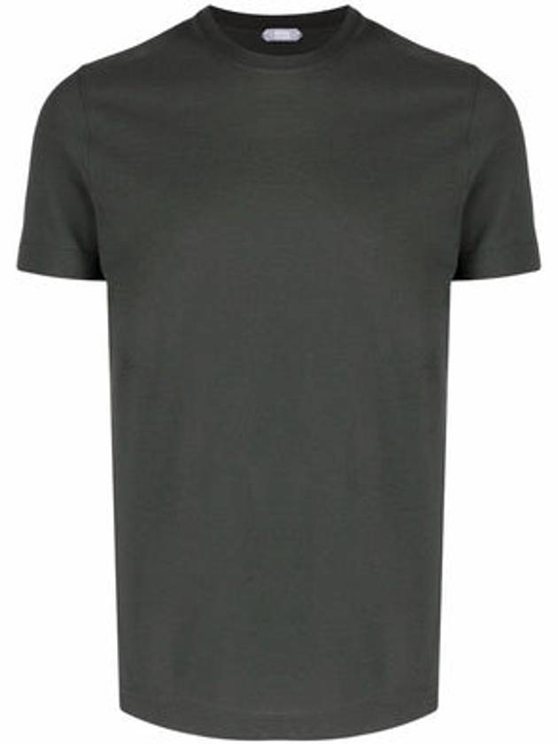 자노네 슬림핏 오가닉 아이스 코튼 반팔 티셔츠 카키