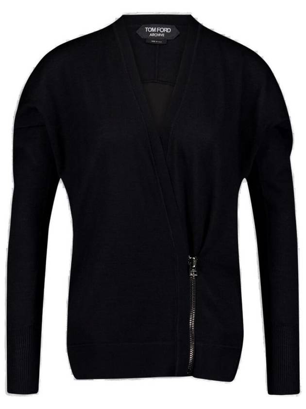 톰포드 지퍼 디테일 래핑 카디건