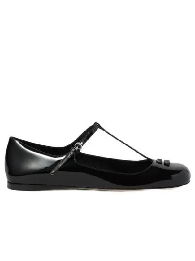 W 미우 미우 페이턴트 레더 발레리나 블랙 W Miu Miu Patent Leather Ballerinas Black