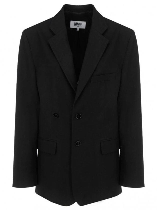 MM6 메종마르지엘라 여성 백 스티치 린넨 블렌드 자켓 블랙