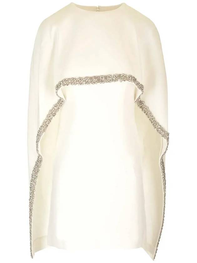 롤랑 무레 장식 케이프 크레이프 미니 드레스 RMRS25074SW_WHITE