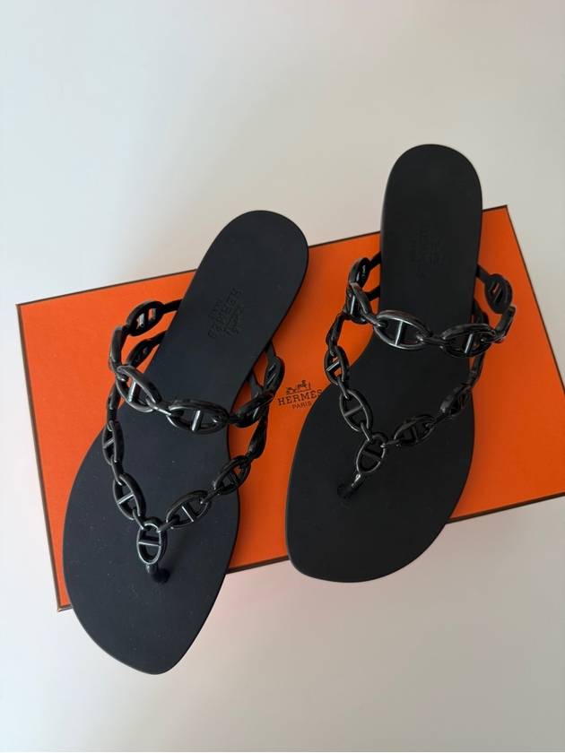 에르메스 아일랜드 샹달 젤리 러버 샌들 슬리퍼 블랙 38