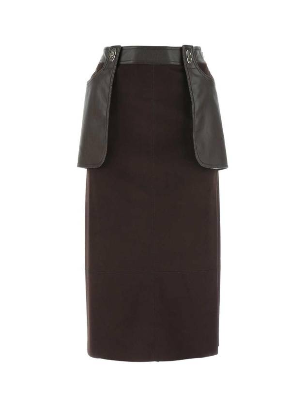 LOW CLASSIC Chocolate synthetic leather skirt LCFW22PA14752275 0275