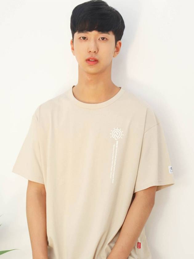 코드아이엠 심볼 레터링 프린팅 오버핏 반팔 티셔츠 베이지