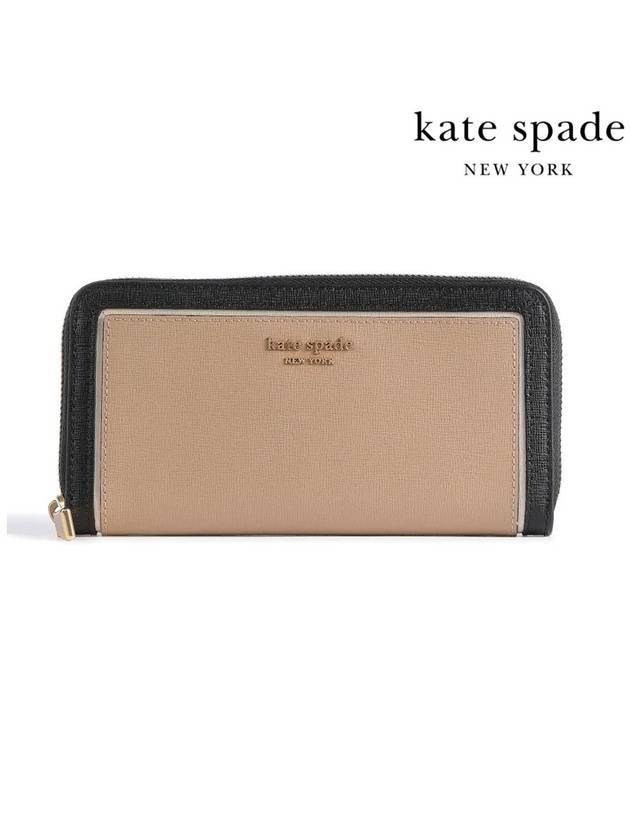 케이트스페이드 Morgan 컬러블록 집업 콘티넨탈 사파이노 가죽 장지갑