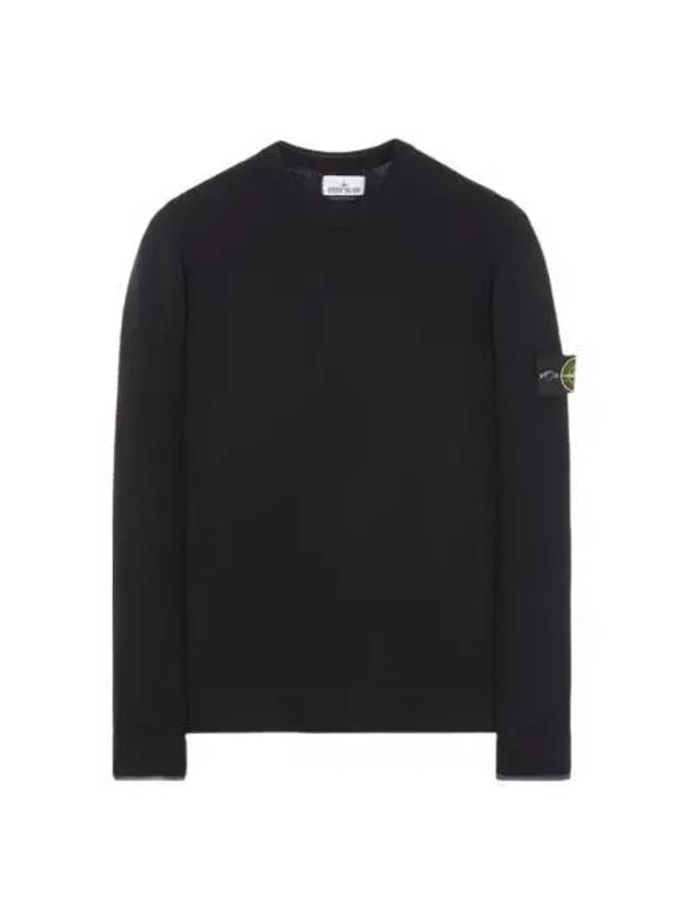 스톤 아일랜드 526A1 스타킹 스티치 스트레치 울 크루넥 니트 블랙 23FW Stone Island 526A1 Stocking Stitch Stretch Wool Crewneck Knit Black 23FW