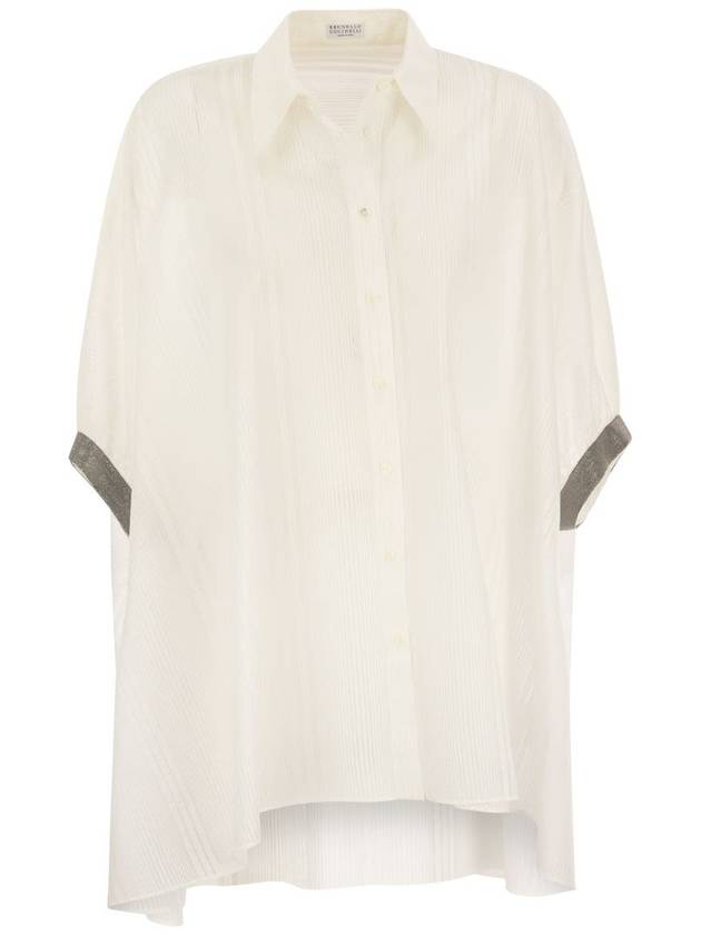 Sheer Stripe organza shirt in cotton and silk
