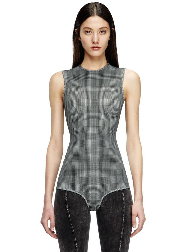 Diesel - Bodysuit in checked bonded jersey - Jumpsuits - Woman - Grey