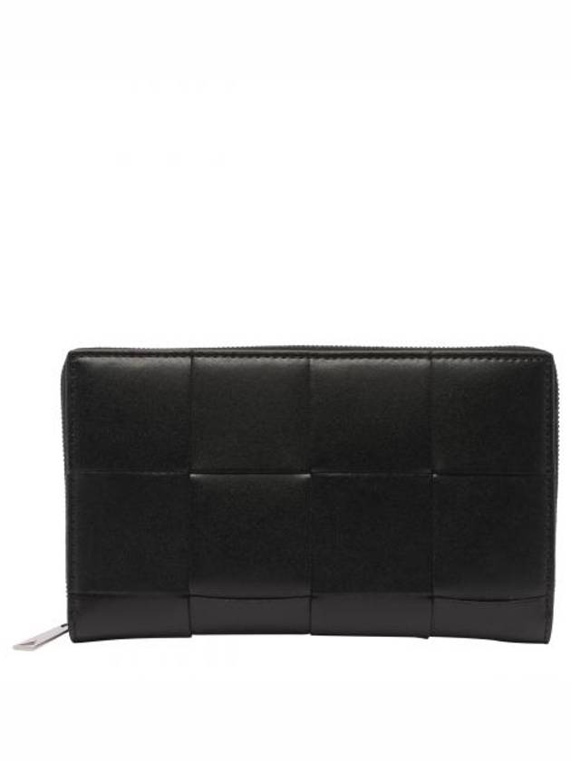 보테가베네타 카세트 지퍼 어라운드 장지갑 블랙