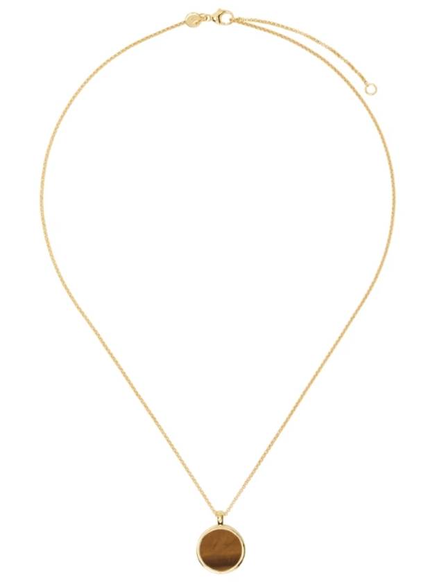 SSENSE Exclusive Gold   Onyx Round Pendant Necklace 231762M145054
