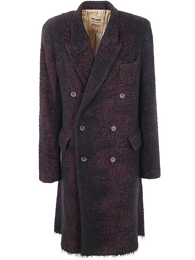 Uma Wang 더블 브레스티드 프레이드 코트