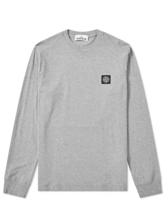 19SS 스톤 아일랜드 22713 롱 슬리브 패치 로고 티 그레이 Stone Island Long Sleeve Patch Logo Tee Grey 701522713-V1064