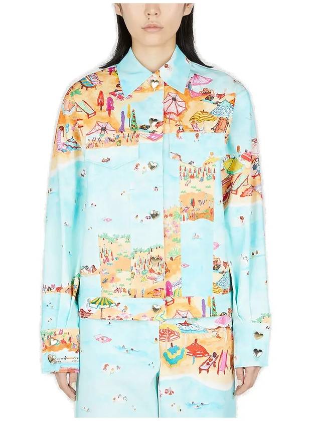 마르코 램발디 비치 프린트 하트 버튼 데님 재킷 OW196DRL_095