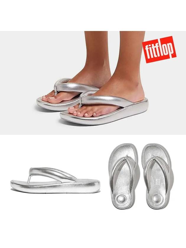 핏플랍 슬리퍼 아이쿠션 디럭스 패딩 가죽 쪼리 실버