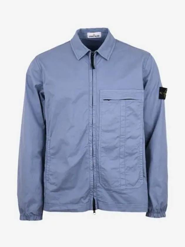 스톤 아일랜드 10319 스트레치 코튼 트윌 오버셔츠 파우더 블루 21SS Stone Island 10319 Stretch Cotton Twill Overshirt Powder Blue 21SS