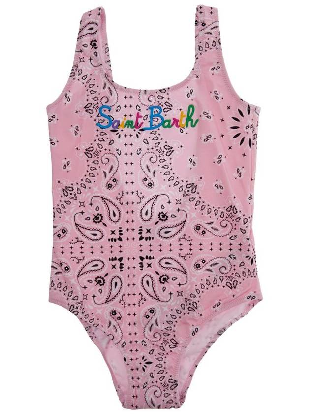 MC2 ST BARTH CARA00104293HBANDANNAROUND20EMB Cara Pink One Piece with Logo Patch on the Rear and All Over Print in Tech Fabric Stretch Girl 포함가