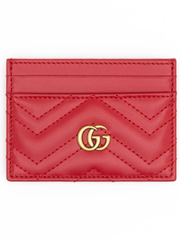 구찌 GG 마몽 마틀라쎄 레더 카드 지갑 레드