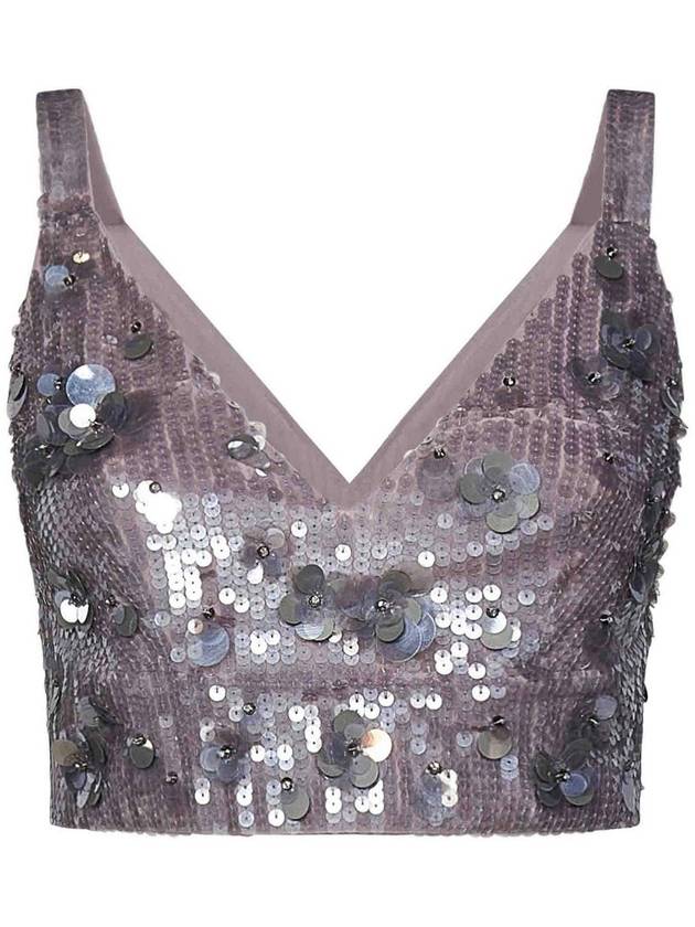 P. A.R. O.S. H. Cropped Grey Tulle Top