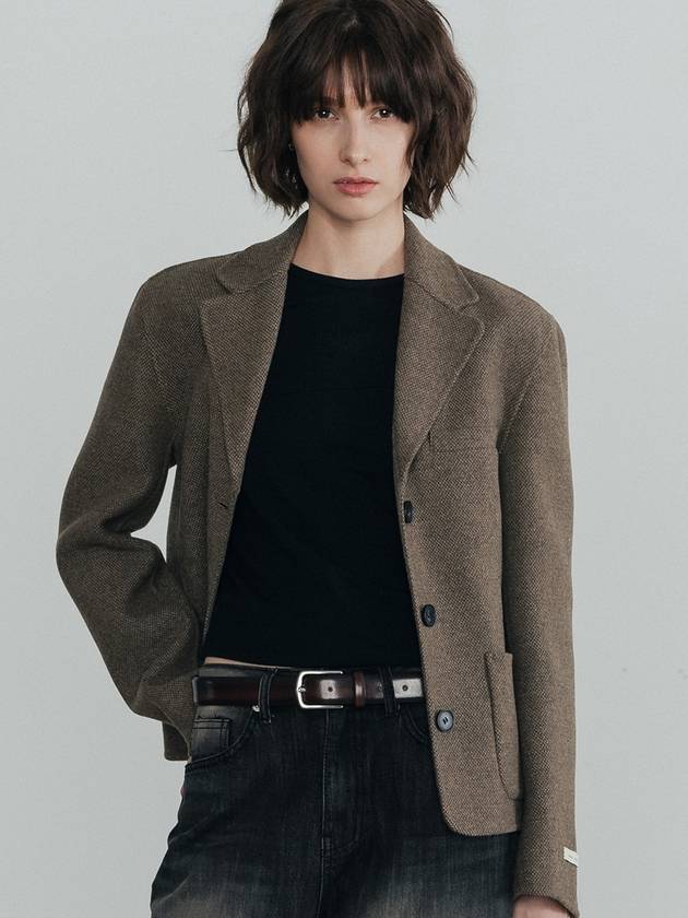 하드코어해피니스 핸드메이드 해링본 울 자켓 브라운