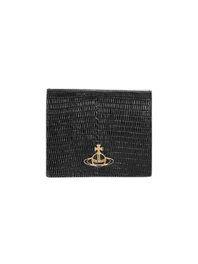 비비안 웨스트우드 리자드 레더 반지갑 블랙 Vivienne Westwood Lizard Leather Bi Fold Wallet Black