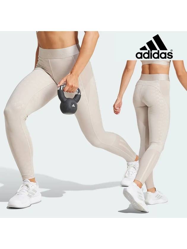 아디다스 바지 여성 엠보스 레깅스 팬츠 아이보리