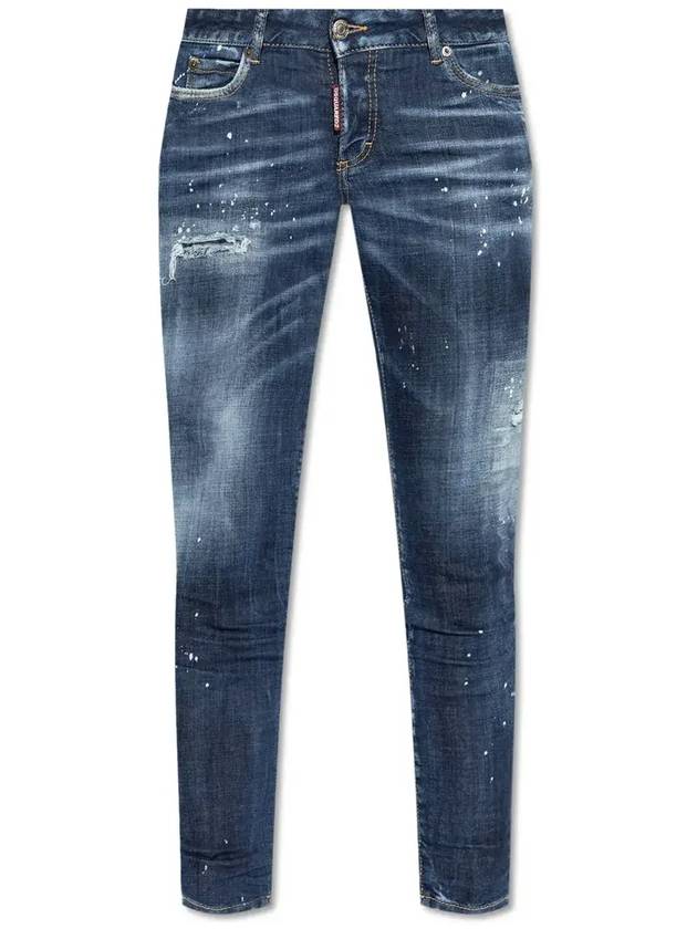 디스퀘어드2 다크 이지 워시 제니퍼 디스트레스드 스키니진 네이비