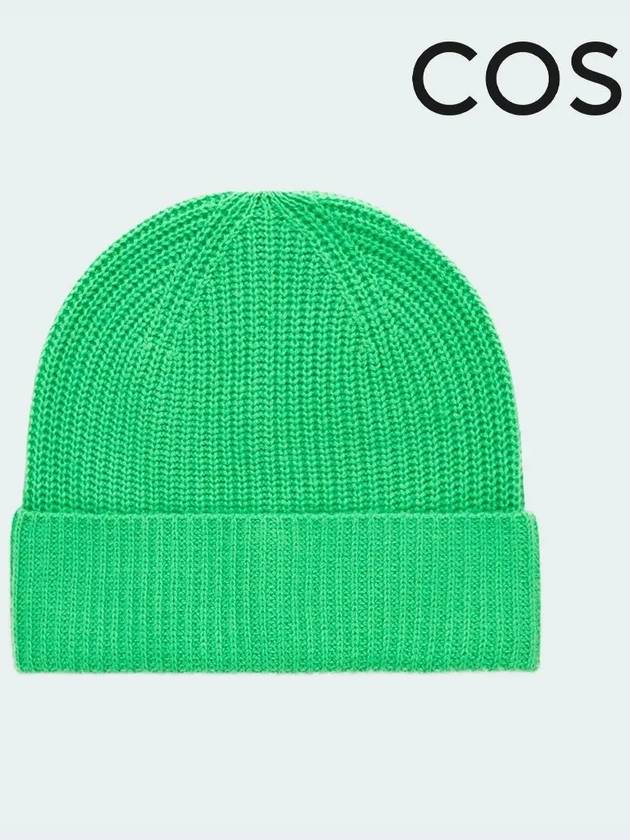 코스 모자 골지 캐시미어 울 혼방 비니 그린