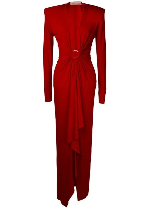 Alexandre Vauthier 긴팔 주름 장식 드레스 231DR1813_DARINGRED