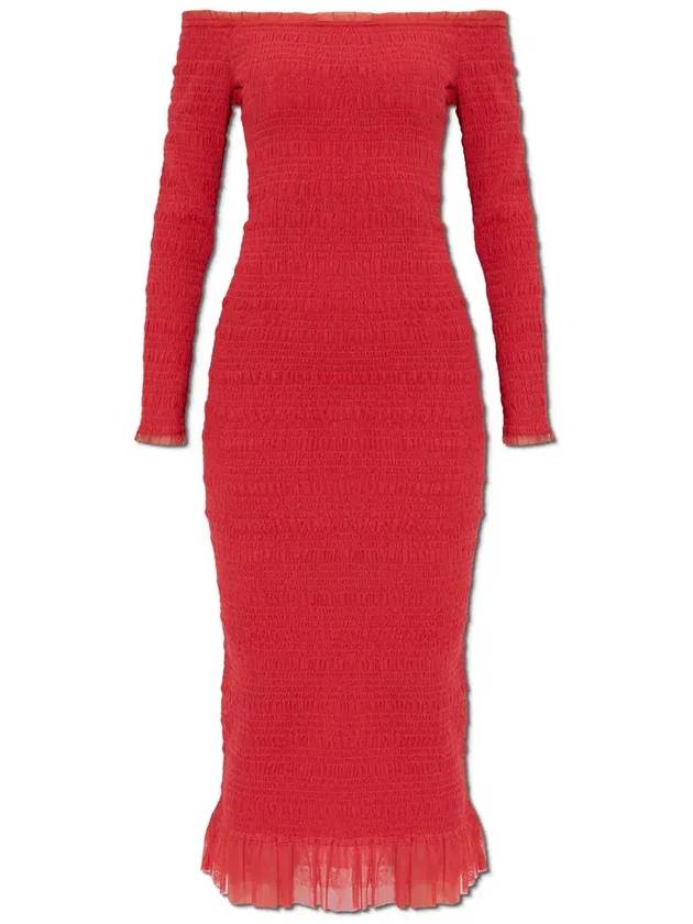 LoveShackFancy 오프숄더 미디 드레스 D25462258_CRIMSONRED