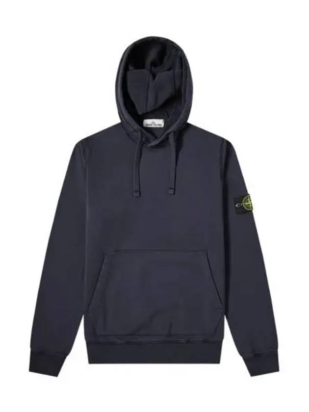 스톤 아일랜드 64151 코튼 플리스 후드 스웨트셔츠 네이비 블루 21SS Stone Island 64151 Cotton Fleece Hooded Sweatshirt Navy Blue 21SS