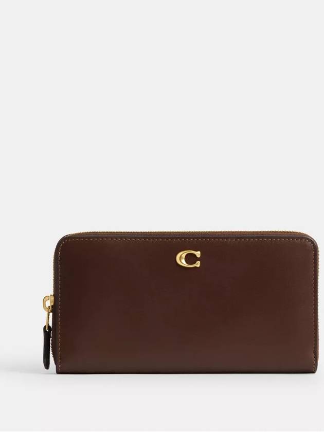 코치 아코디언 지퍼 월렛 송아지 가죽 여성 장지갑 Calf Leather Brass Maple