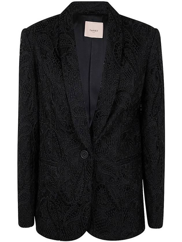 TWINSET 마크라메 레이스 블레이저