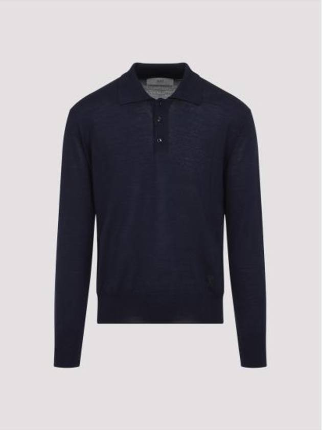 아미 울 긴팔 PK셔츠 네이비