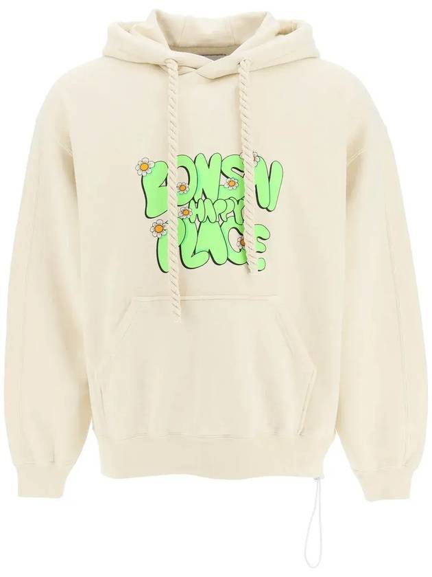 분재 슬로건 프린트 드로스트링 후디 SW003004_IVORY