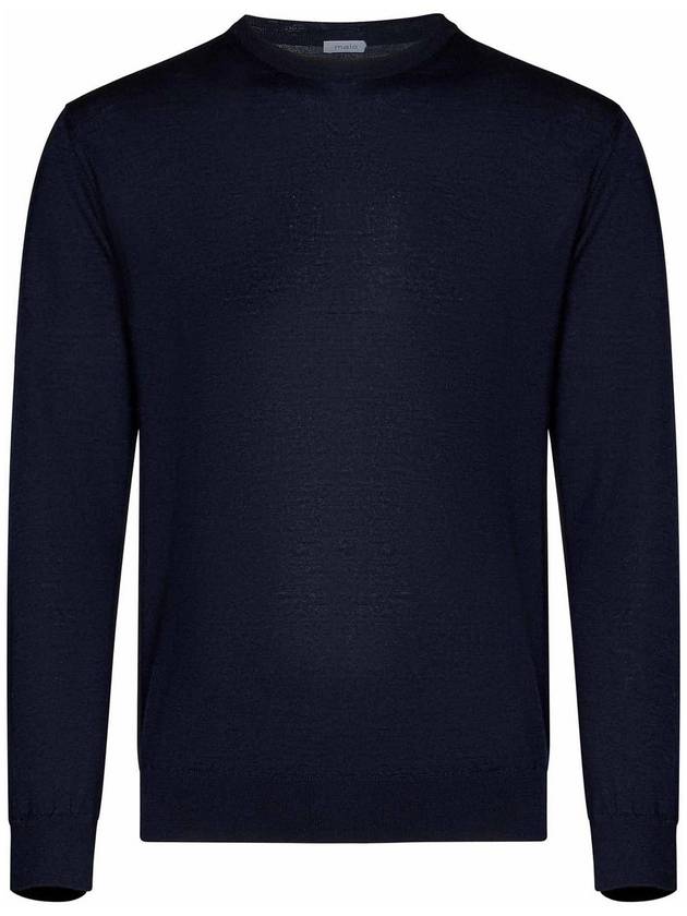 Malo Navy Blue Cashmere And Silk Crewneck Sweater