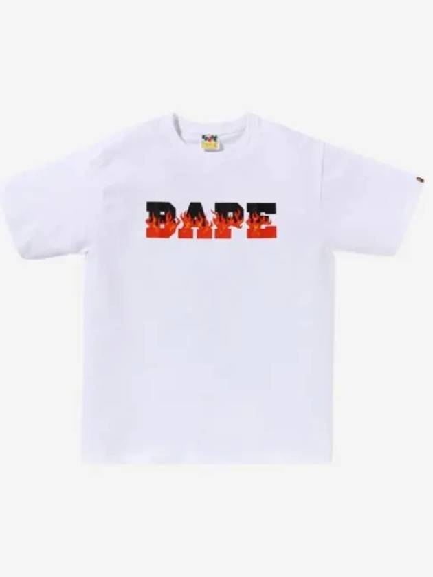 베이프 플레임 베이프 로고 티셔츠 화이트 레드 BAPE Flame BAPE Logo T Shirt White Red