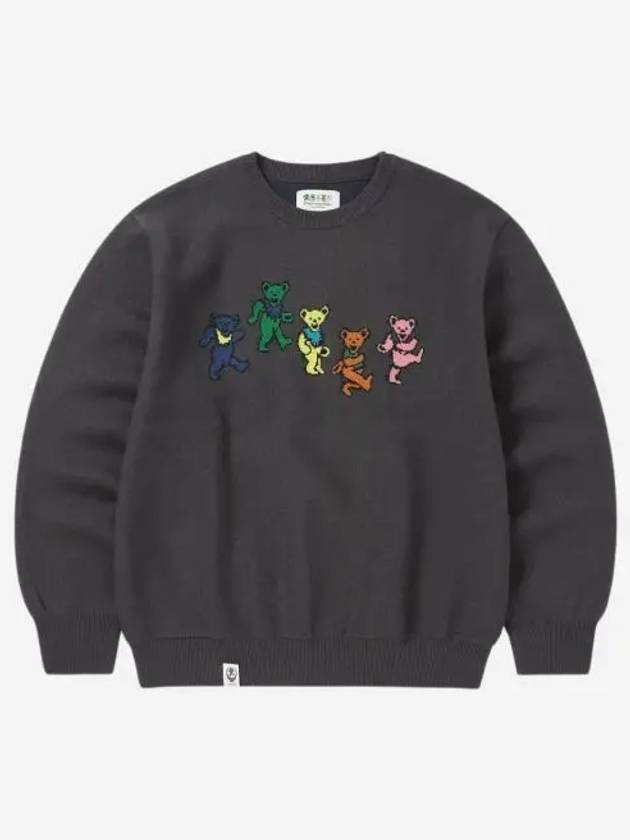 디스이즈네버댓 x 그레이트풀 데드 댄싱 베어 니트 스웨터 오프 블랙 Thisisneverthat x Grateful Dead Dancing Bears Knit Sweater Off Black