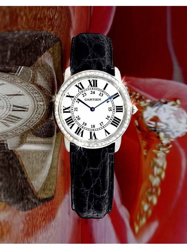 까르띠에 롱드솔로 다이아몬드 여성용 쿼츠 시계