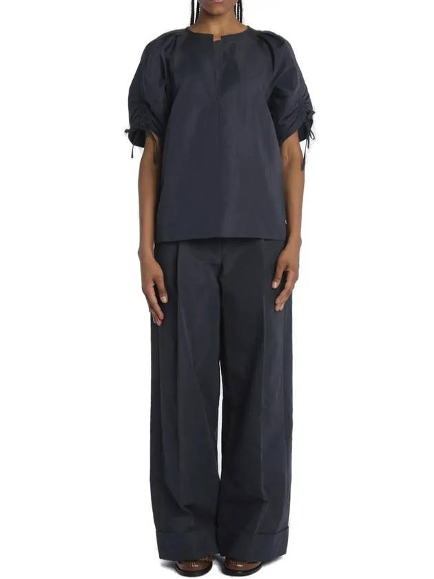 3.1 필립 림 개더드 슬리브 밴드 칼라 탑 21640LCO_MIDNIGHT