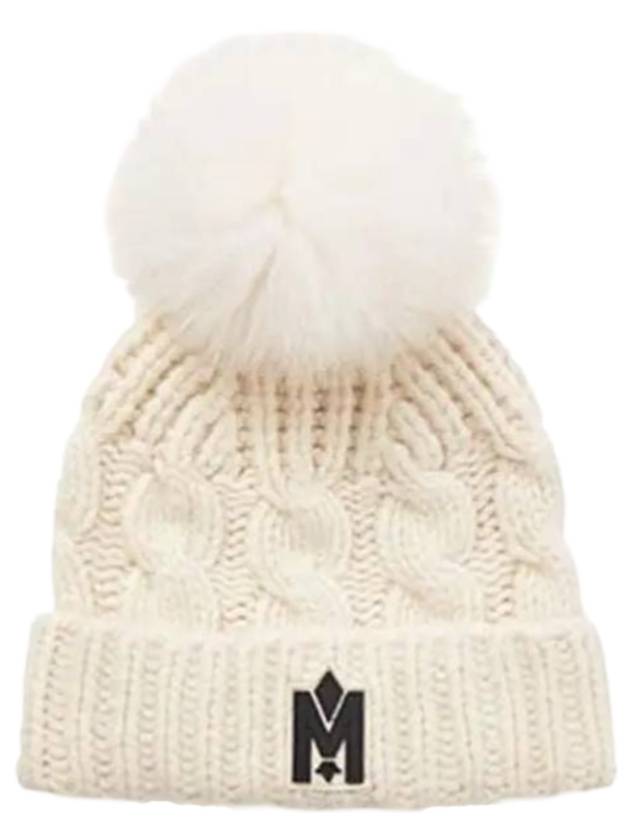 맥케이지 니나 캐시미어 폭스 퍼 비니 크림