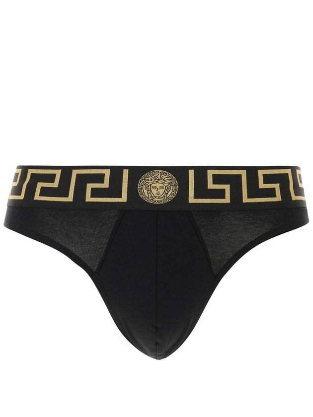 베르사체 블랙 스트레치 코튼 끈팬티 AU1000221A10011 A80G