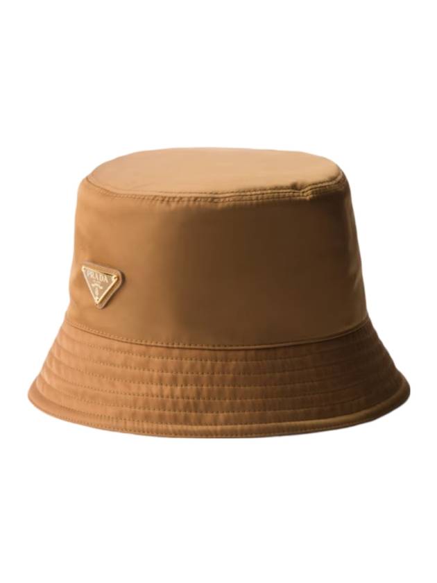 프라다 로고 리나일론 버킷햇 브랜디
