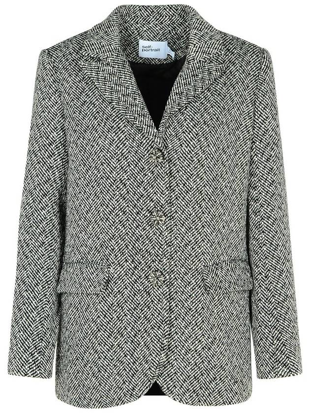 셀프 포트레이트 헤링본 싱글 브레스티드 재킷