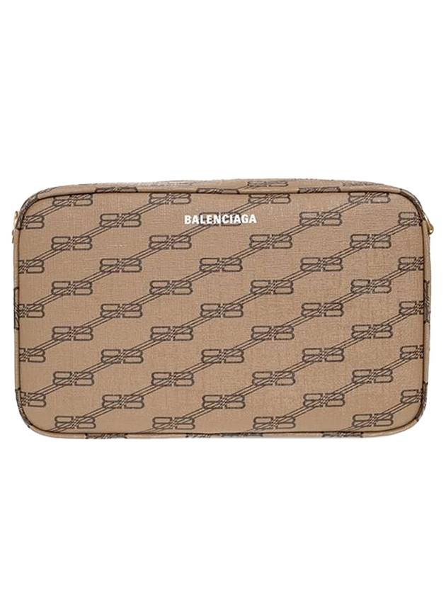 발렌시아가 모노그램 로고 카메라 크로스 백 베이지