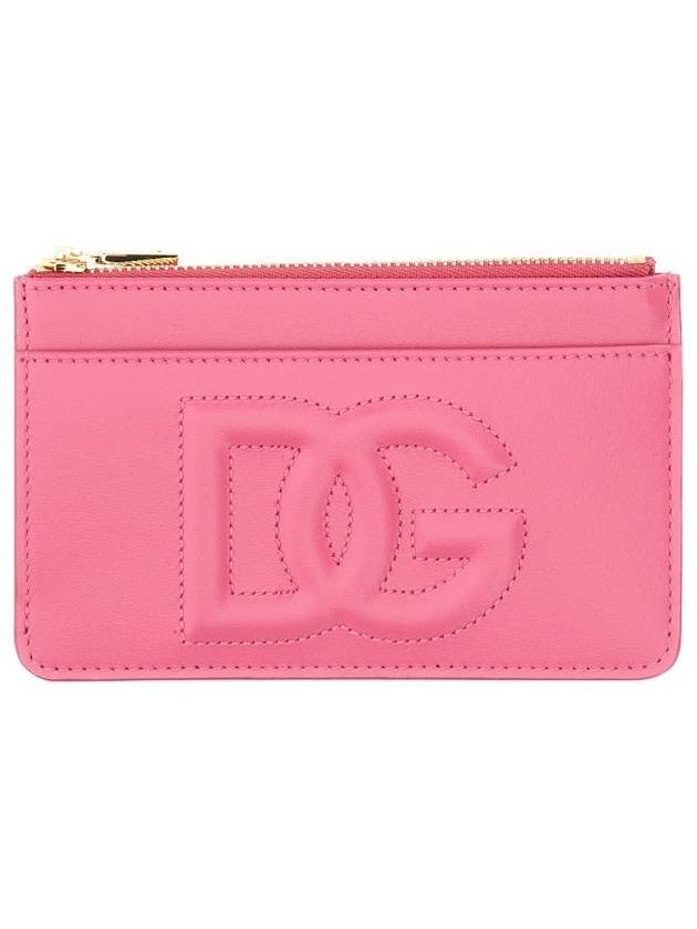 돌체앤가바나 DG로고 카프스킨 카드 지갑 핑크