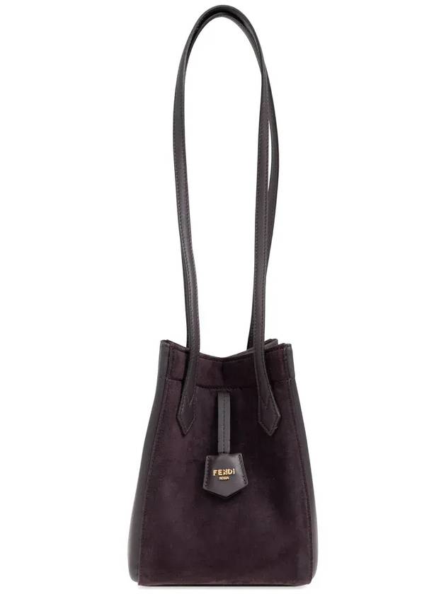 펜디 오리가미 스웨이드 미니 레더 버킷 백 다크 퍼플