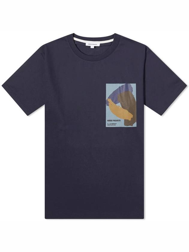 NB15 노스프로젝트 남성 티셔츠 Norse Projects Simon Organic Brush Stroke Print T Shirt N01 0644 7004
