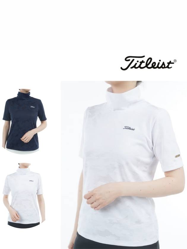 2025 타이틀리스트 밀리터리 자카드 반팔 티셔츠 반목 여성용골프웨어 TMPWS500J