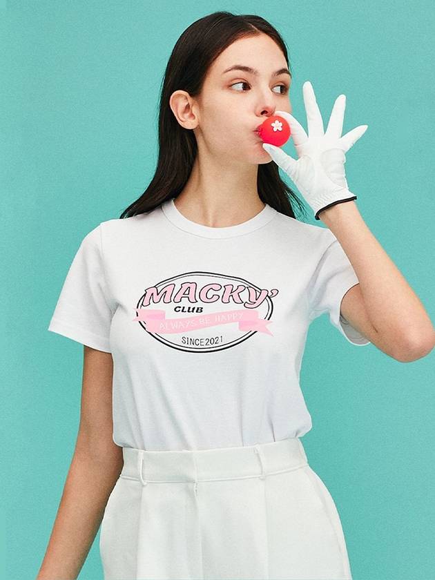 24SS 맥키 여성 어라운드 맥키즈 반팔 티셔츠 화이트 핑크 MCSS24HT1PK