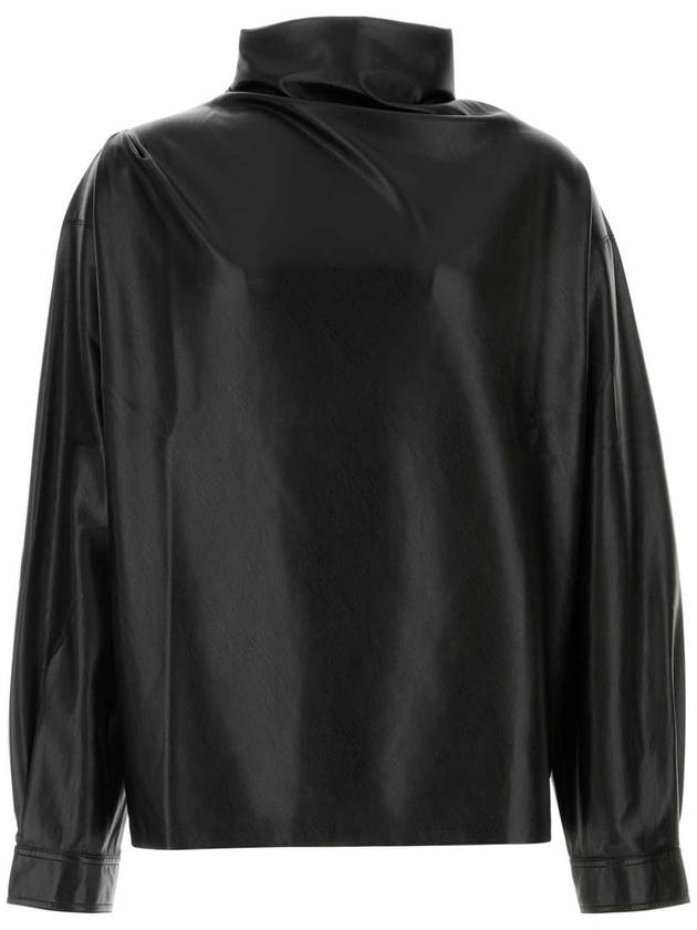 24FW Nanushka 블랙 synthetic 레더 Mikael 탑 NM24FWTP24399 블랙